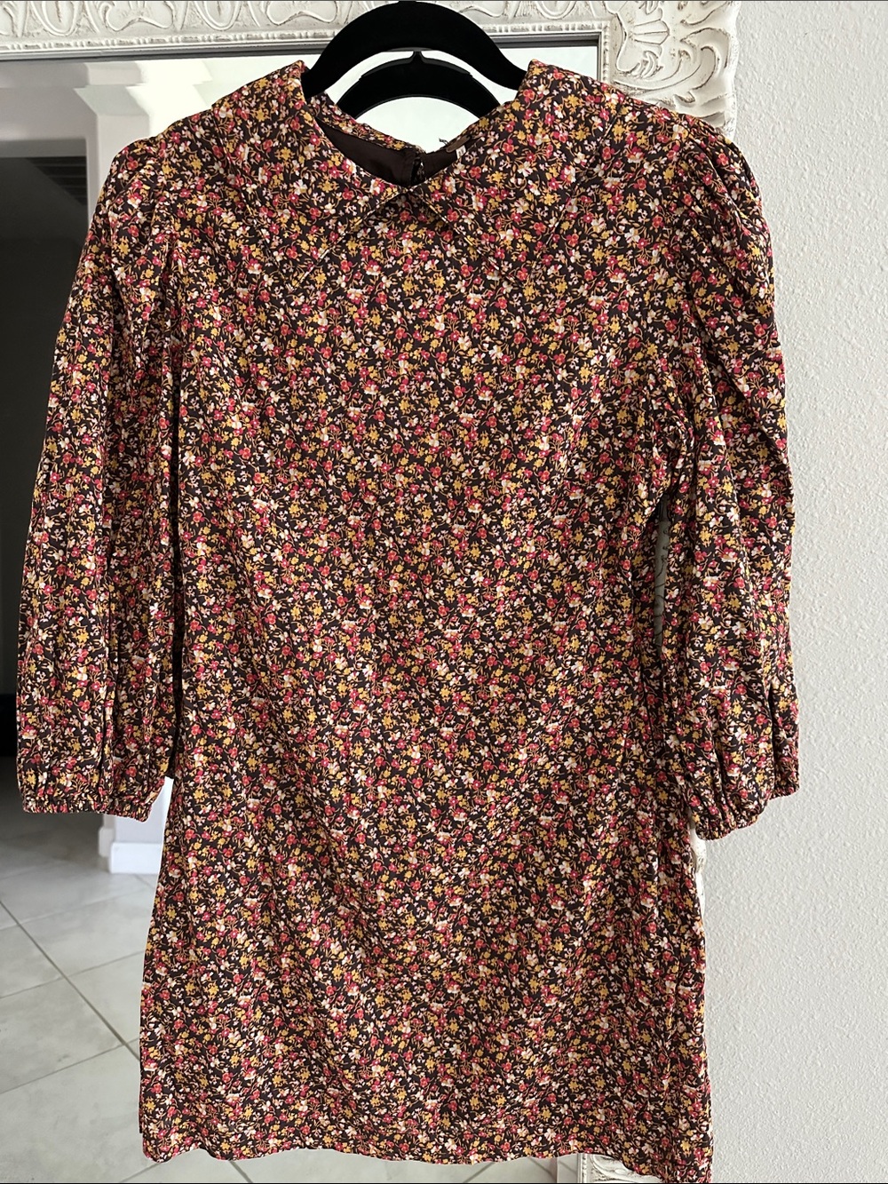 Free People Making Plans Cotton Mini Dress in Floral Print with Puff Sleeves